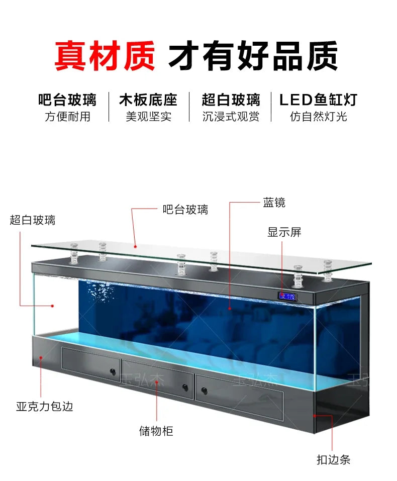 TV Cabinet Fish Tank Living Room Floor Aquarium Integrated Back Filter Loop One-Click Sewage Discharge