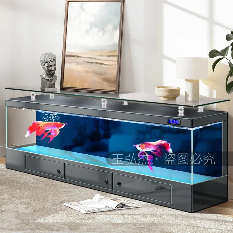 TV Cabinet Fish Tank Living Room Floor Aquarium Integrated Back Filter Loop One-Click Sewage Discharge