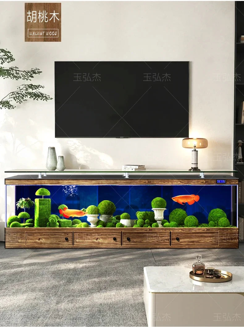 TV Cabinet Fish Tank Living Room Floor Aquarium Integrated Back Filter Loop One-Click Sewage Discharge