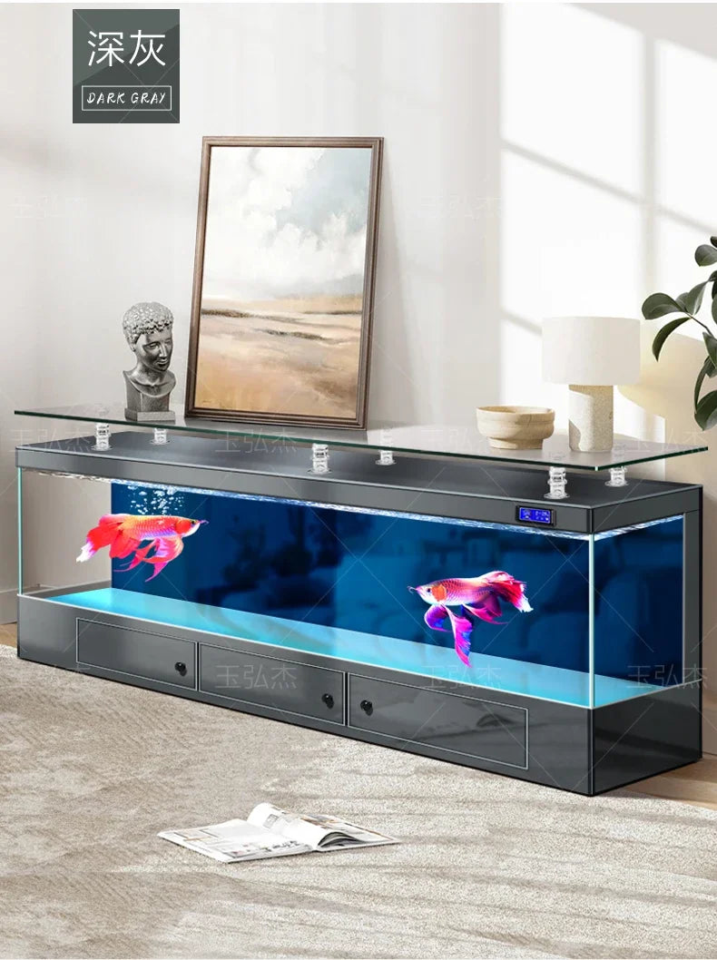 TV Cabinet Fish Tank Living Room Floor Aquarium Integrated Back Filter Loop One-Click Sewage Discharge