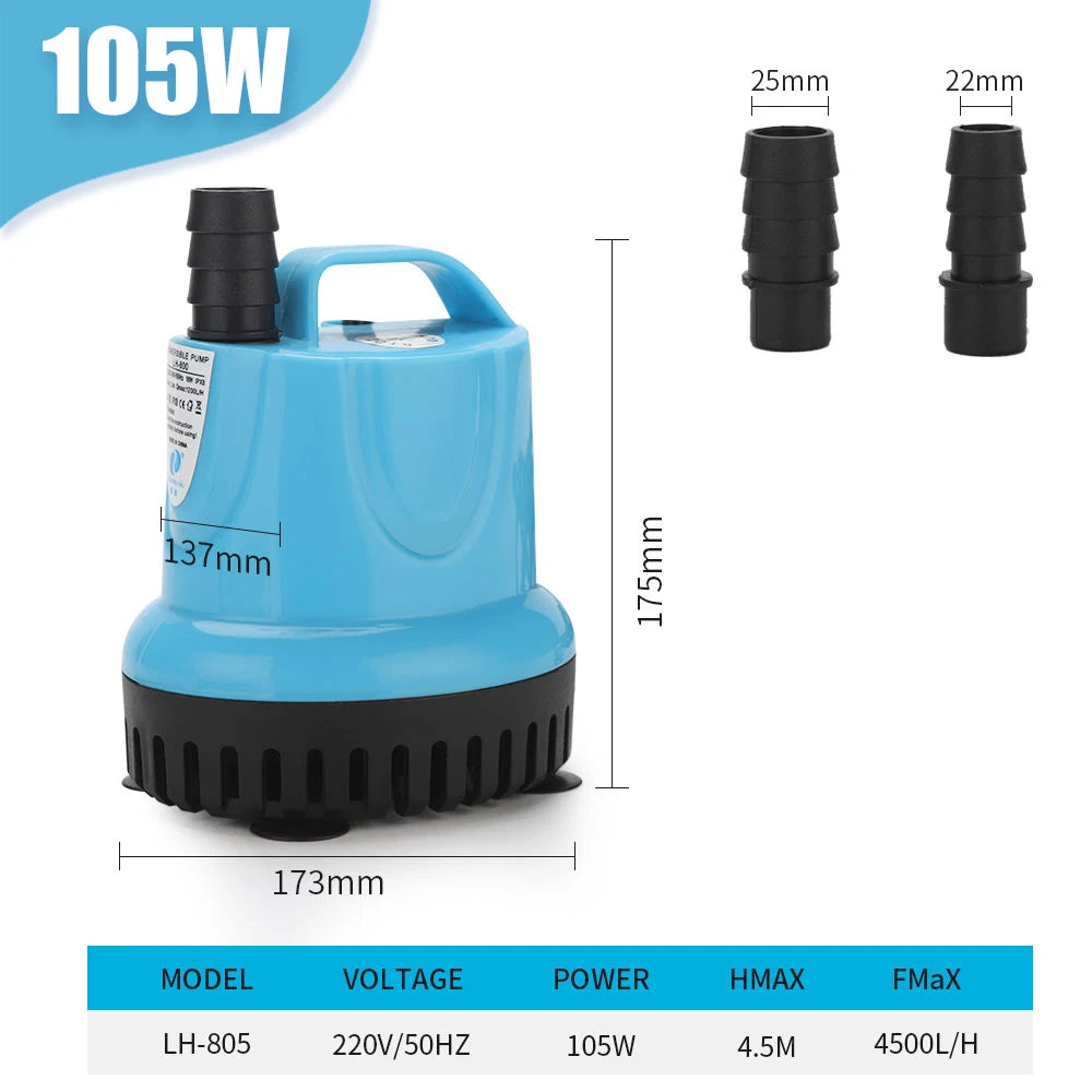 Aquarium Submersible Water Pump 10/18/25/45/60/85/105W