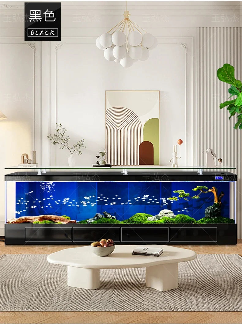 TV Cabinet Fish Tank Living Room Floor Aquarium Integrated Back Filter Loop One-Click Sewage Discharge
