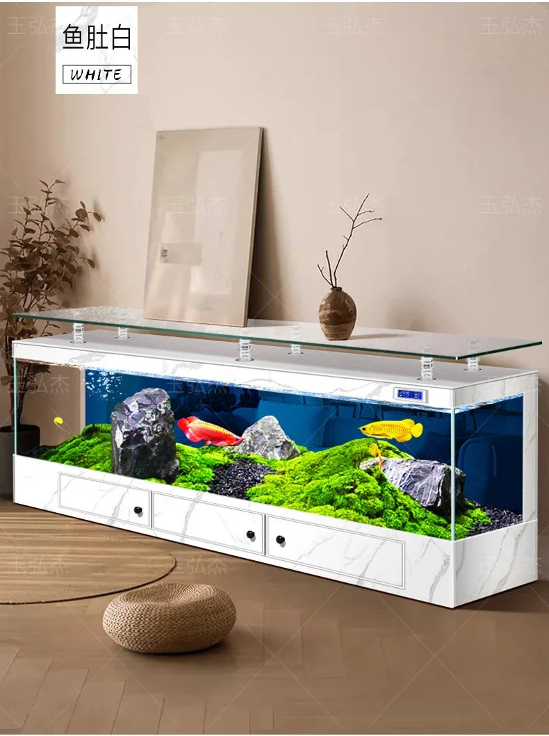 TV Cabinet Fish Tank Living Room Floor Aquarium Integrated Back Filter Loop One-Click Sewage Discharge