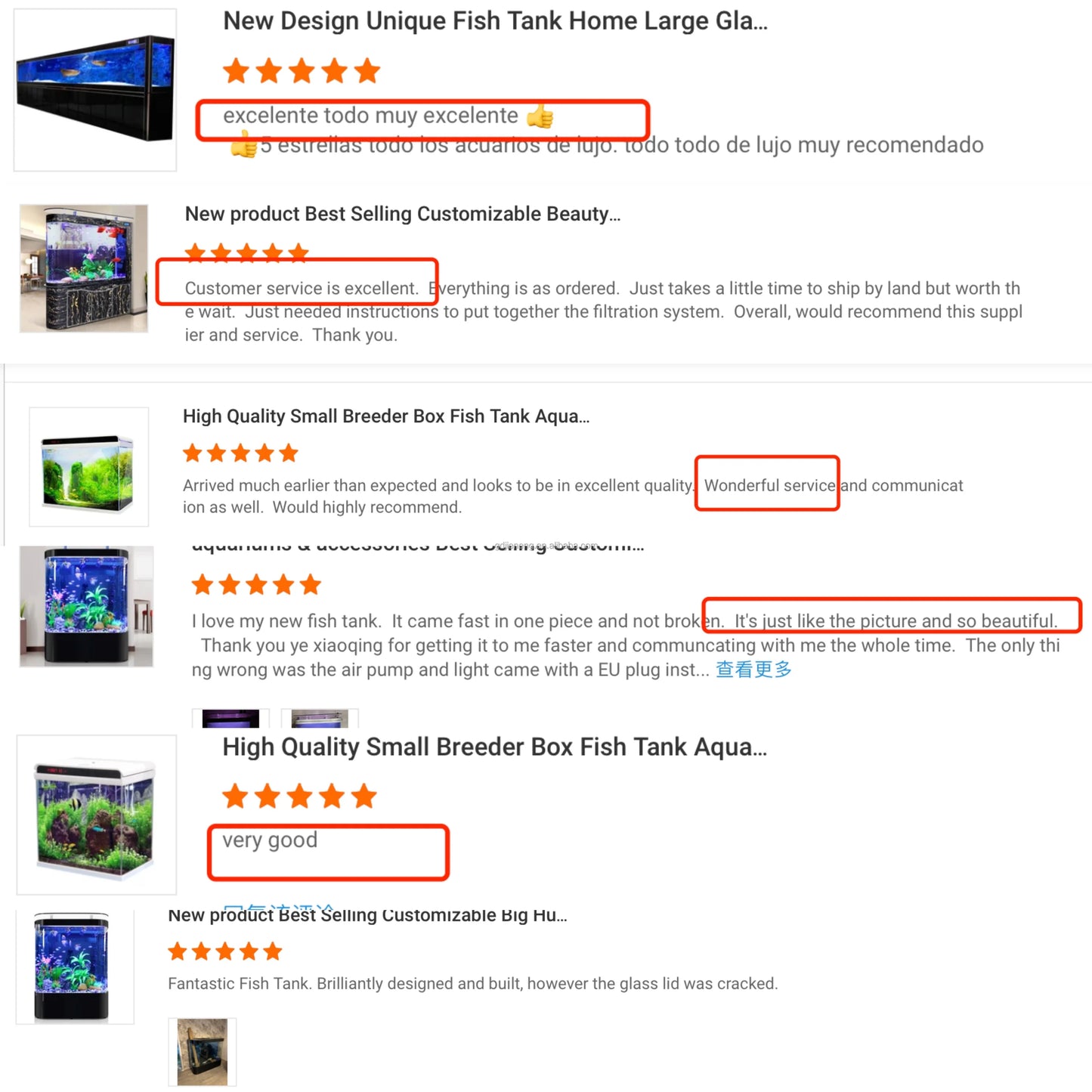 Luxury High Quality Rectangle Glass Fish Tank 25W Power