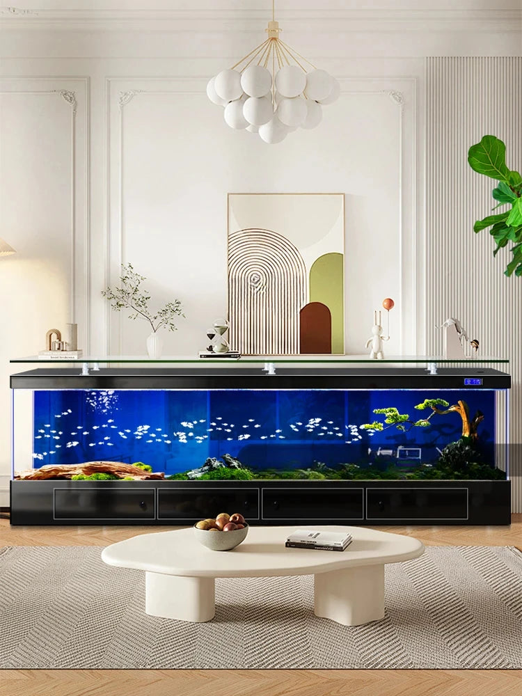 TV Cabinet Fish Tank Living Room Floor Aquarium Integrated Back Filter Loop One-Click Sewage Discharge