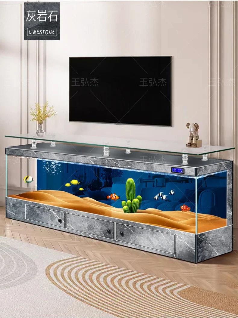 TV Cabinet Fish Tank Living Room Floor Aquarium Integrated Back Filter Loop One-Click Sewage Discharge