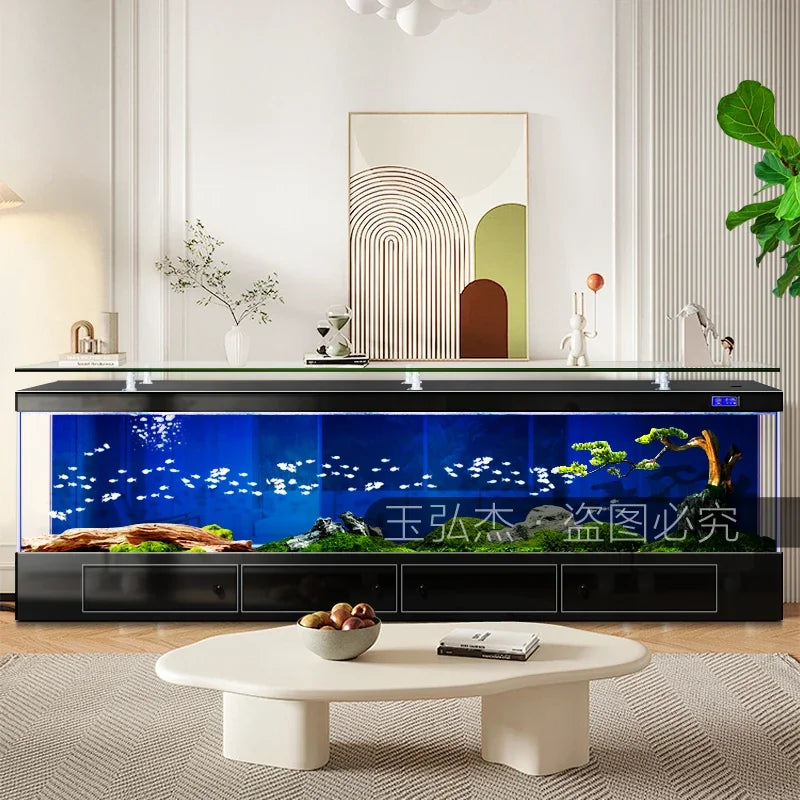 TV Cabinet Fish Tank Living Room Floor Aquarium Integrated Back Filter Loop One-Click Sewage Discharge