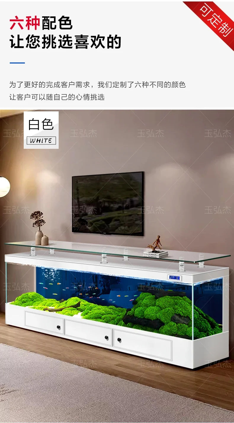 TV Cabinet Fish Tank Living Room Floor Aquarium Integrated Back Filter Loop One-Click Sewage Discharge