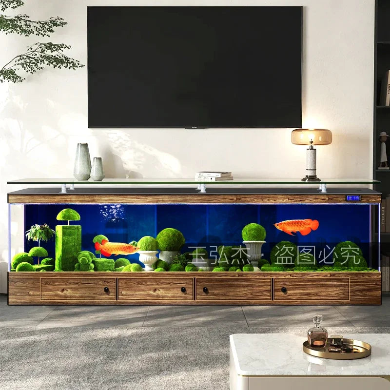 TV Cabinet Fish Tank Living Room Floor Aquarium Integrated Back Filter Loop One-Click Sewage Discharge