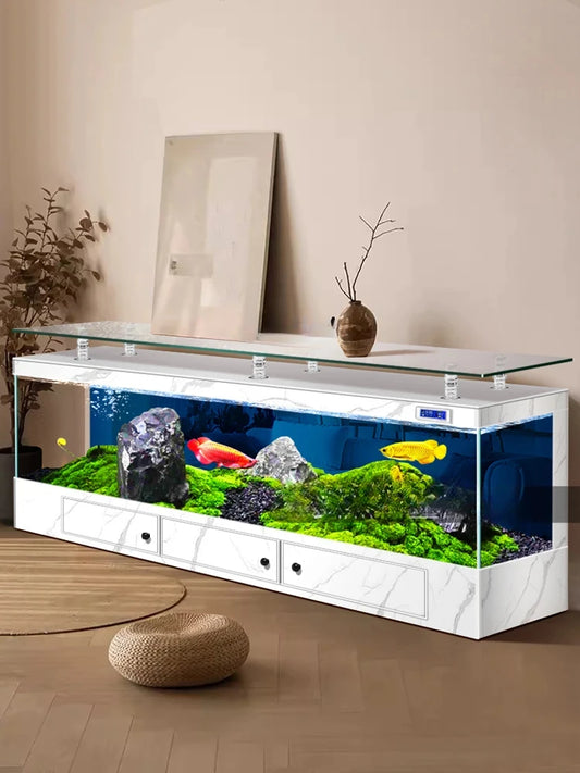 TV Cabinet Fish Tank Living Room Floor Aquarium Integrated Back Filter Loop One-Click Sewage Discharge